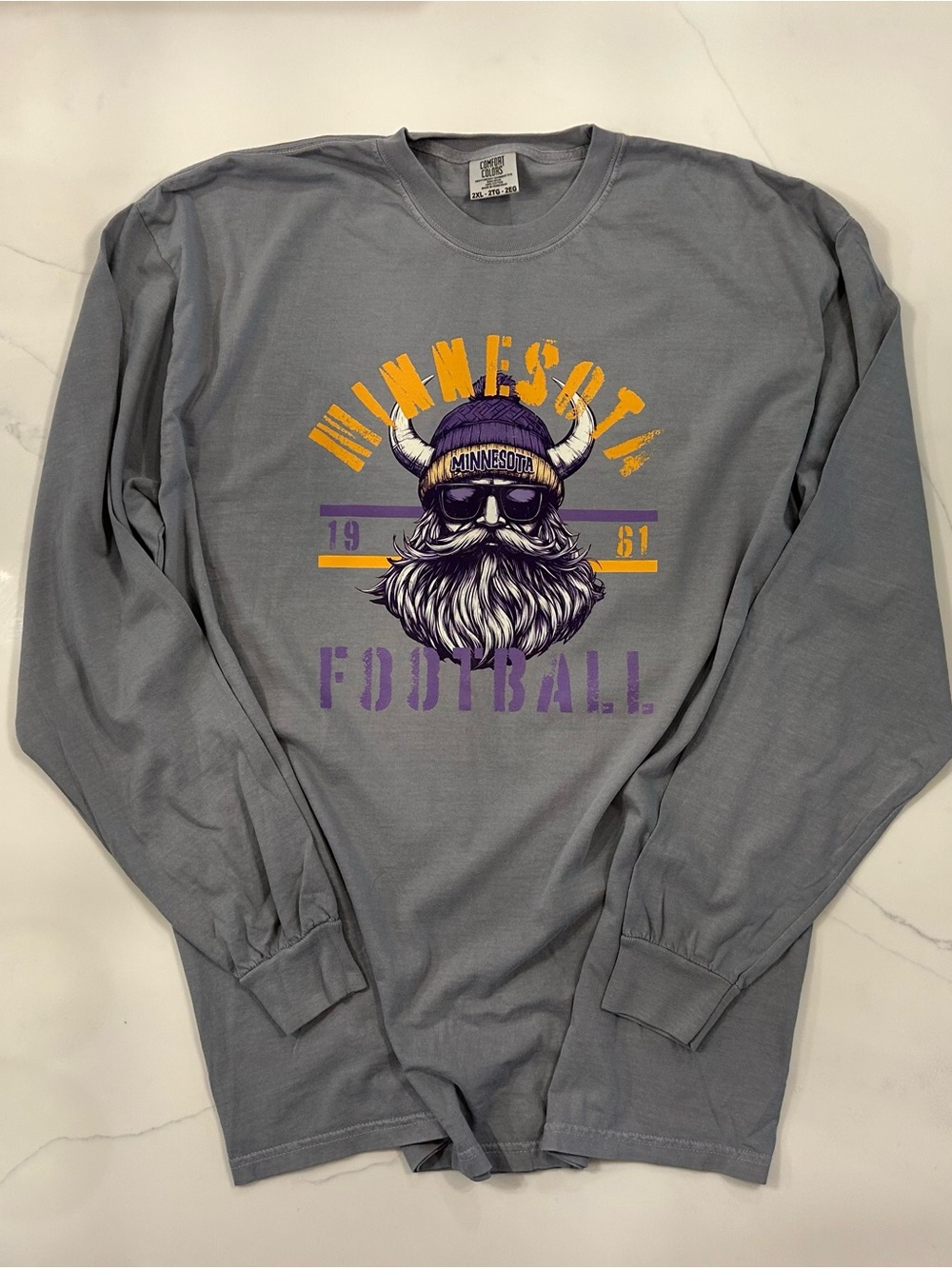 Minnesota Football Gray Long Sleeve Graphic Tee